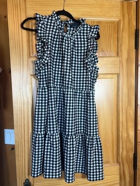 Anthropologie Black and White Gingham Mini Dress